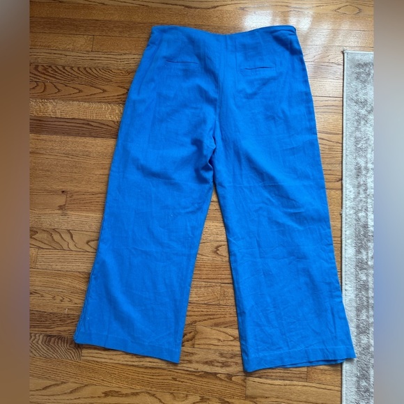 Jason Wu Women’s Linen Blend Vibrant Blue Wide-Leg Pants Braided Detail Size 12 - Picture 6 of 6